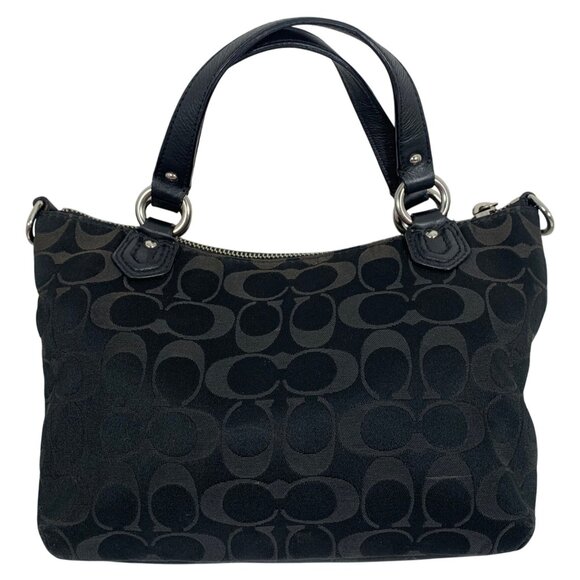 COACH Soho Black Jacquard Signature Logo Leather Trim Hand Bag NO STRAP or TAG - Picture 5 of 12